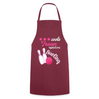 Coole Frauen Spielen Bowling Kegeln Kegelbahn - Kochschürze - Bordeaux - Vorne - AI Model Male 185 dark (185cm)