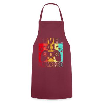 41 years birthday shirt Gamer Gamer 41. - Cooking Apron - bordeaux - Front - AI Model Male 185 dark (185cm)