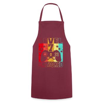 7 Years Birthday Shirt Gamer 7. - Cooking Apron - bordeaux - Front - AI Model Male 185 dark (185cm)
