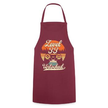 Level 33 Unlocked Men Gamer 33 Birthday Gamer - Cooking Apron - bordeaux - Front - AI Model Male 185 dark (185cm)