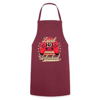 Level 19 Unlocked Men Gamer Birthday Level - Cooking Apron - bordeaux - Front - AI Model Male 185 dark (185cm)