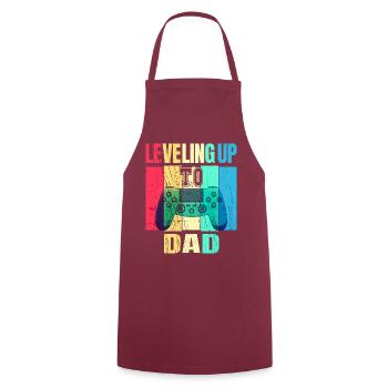 leveling up to dad pregnancy announce - Cooking Apron - bordeaux - Front - AI Model Male 185 dark (185cm)