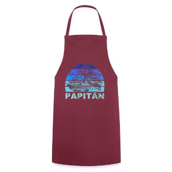 Papitän Vater Papa Kapitän Retro Anker Vatertag - Kochschürze - Bordeaux - Vorne - AI Model Male 185 dark (185cm)