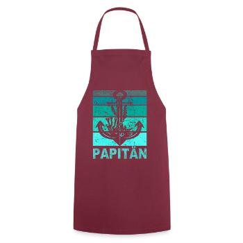 Papitän Vater Papa Kapitän Retro Anker Vatertag - Kochschürze - Bordeaux - Vorne - AI Model Male 185 dark (185cm)