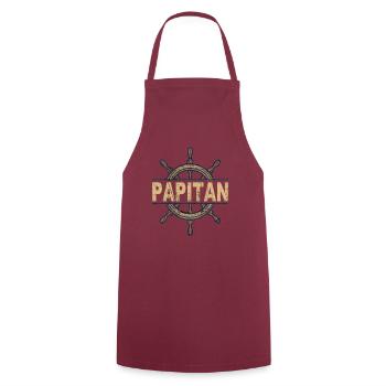 Papitän Vater Papa Kapitän Retro Anker Vatertag - Kochschürze - Bordeaux - Vorne - AI Model Male 185 dark (185cm)