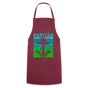 Papitän Vater Papa Kapitän Retro Anker Vatertag - Kochschürze - Bordeaux - Vorne - AI Model Male 185 dark (185cm)