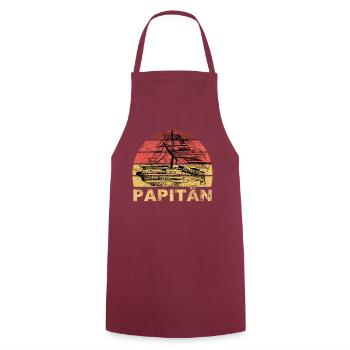 Papitän Vater Papa Kapitän Retro Anker Vatertag - Kochschürze - Bordeaux - Vorne - AI Model Male 185 dark (185cm)