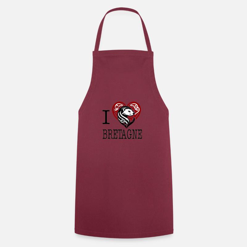 i love bretagne hermine maline - Tablier de cuisine - bordeaux