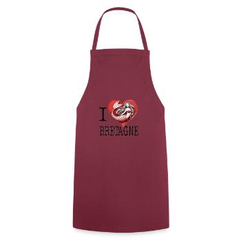 I Love Brittany Mermaid Heart - Cooking Apron - bordeaux - Front - AI Model Male 185 dark (185cm)