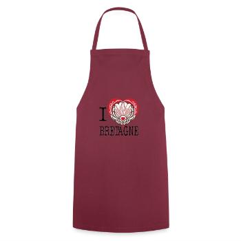 I Love Bretagne Heart Scallop Shell - Cooking Apron - bordeaux - Front - AI Model Male 185 dark (185cm)
