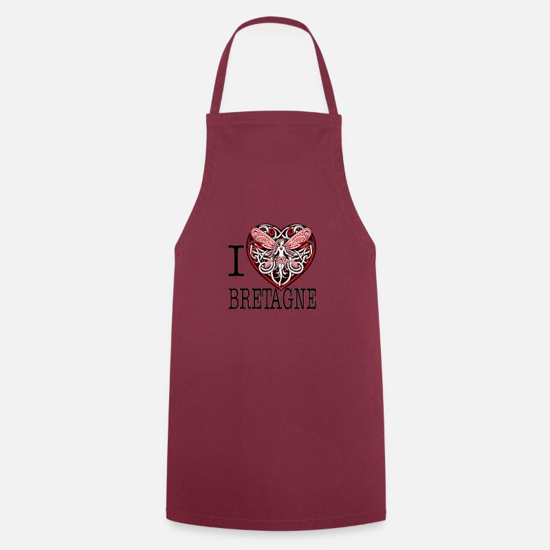 I Love Brittany Celtic Fairy Heart - Cooking Apron - bordeaux