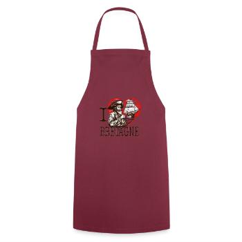 I Love Brittany Heart of an Old Pirate - Cooking Apron - bordeaux - Front - AI Model Male 185 dark (185cm)