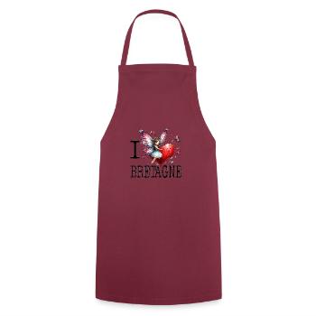 I Love Bretagne Coeur de Fee Heidi - Cooking Apron - bordeaux - Front - AI Model Male 185 dark (185cm)