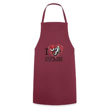I Love Bretagne Heart of Mermaid Lagoon - Cooking Apron - bordeaux - Front - AI Model Male 185 dark (185cm)