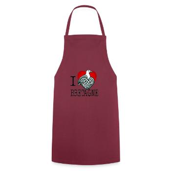 I Love Brittany Herring Gull Heart - Cooking Apron - bordeaux - Front - AI Model Male 185 dark (185cm)