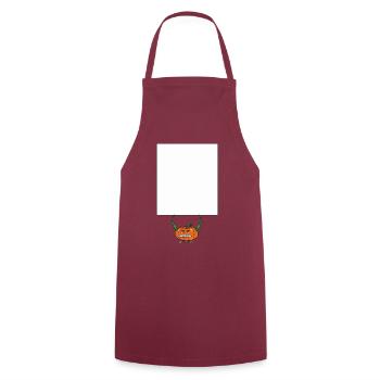 Lustiger Kürbis mit Schild für Ihren Text - Kochschürze - Bordeaux - Vorne - AI Model Male 185 dark (185cm)