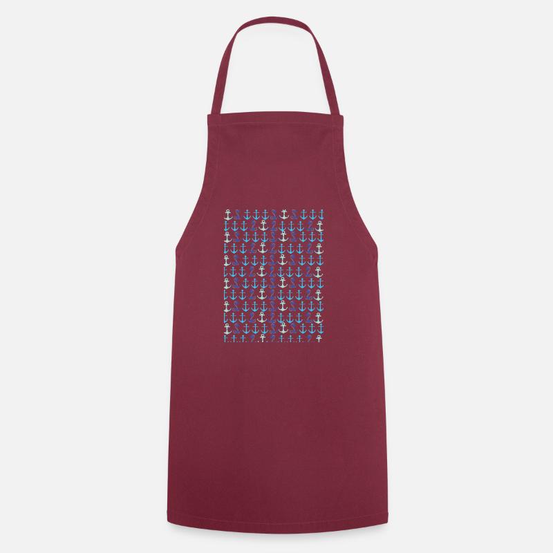 Anchor pattern - Cooking Apron - bordeaux