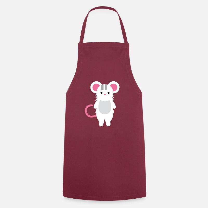 Cute little mouse, vector art - Cooking Apron - bordeaux
