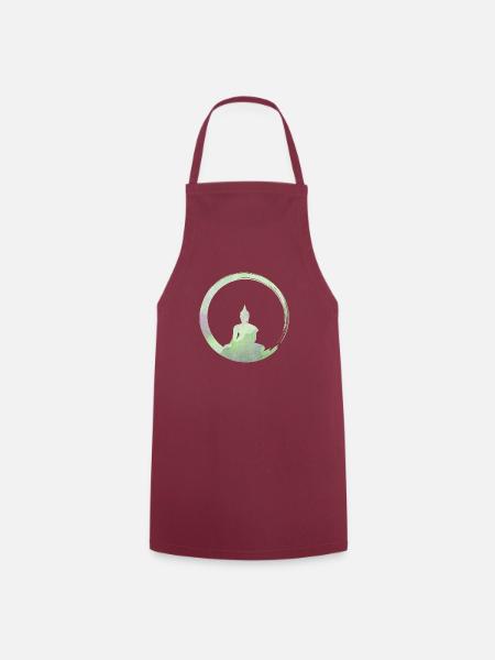 Bouddhisme - Silhouette du Bouddha Enso Zen Circle 1 - Tablier de cuisine - bordeaux