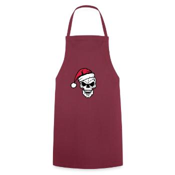 tete de mort noel bonnet crane - Tablier de cuisine - bordeaux - Devant - AI Model Male 185 dark (185cm)