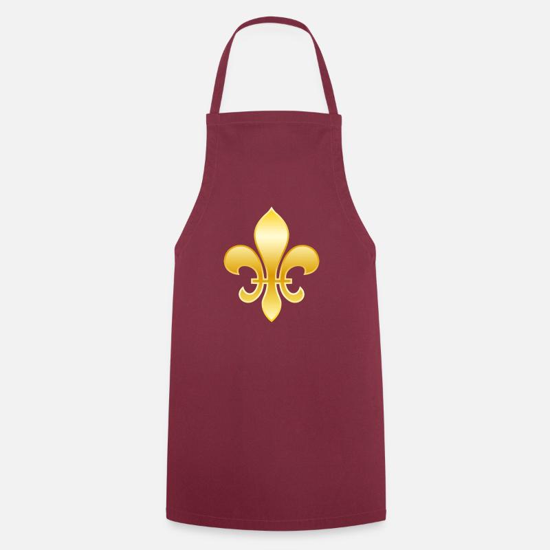 Fleur de Lys / Fleur de Lis Aspect or métallisé - Tablier de cuisine - bordeaux