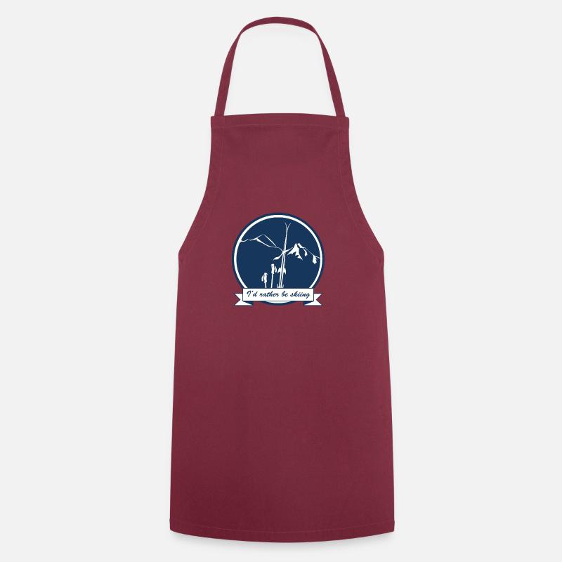 I d rather be skiing round mountain - Cooking Apron - bordeaux