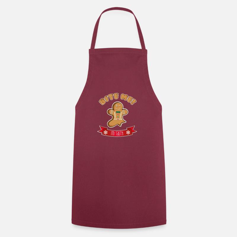 11869 gingerbread bite me red full - Cooking Apron - bordeaux