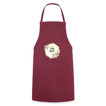 Team Braut JGA Boho floral - Kochschürze - Bordeaux - Vorne - AI Model Male 185 dark (185cm)
