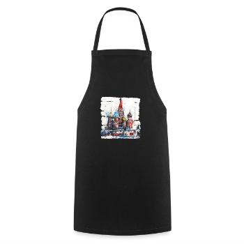 La Place Rouge, cœur de Moscou et symbole - Tablier de cuisine - noir - Devant - AI Model Male 185 dark (185cm)