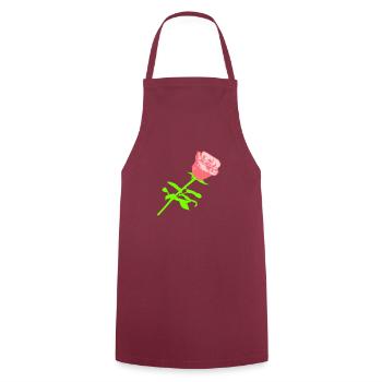 Jolie belle fleur de rose feuille roses romantique - Tablier de cuisine - bordeaux - Devant - AI Model Male 185 dark (185cm)