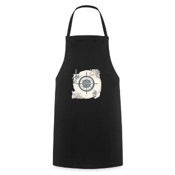 Old nautical chart - Cooking Apron - black - Front - AI Model Male 185 dark (185cm)