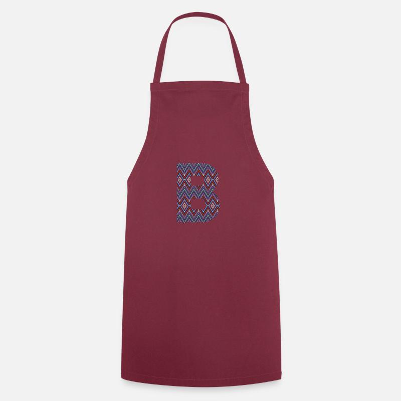 Monogramm Buchstabe B - geometrisches Muster - Kochschürze - Bordeaux