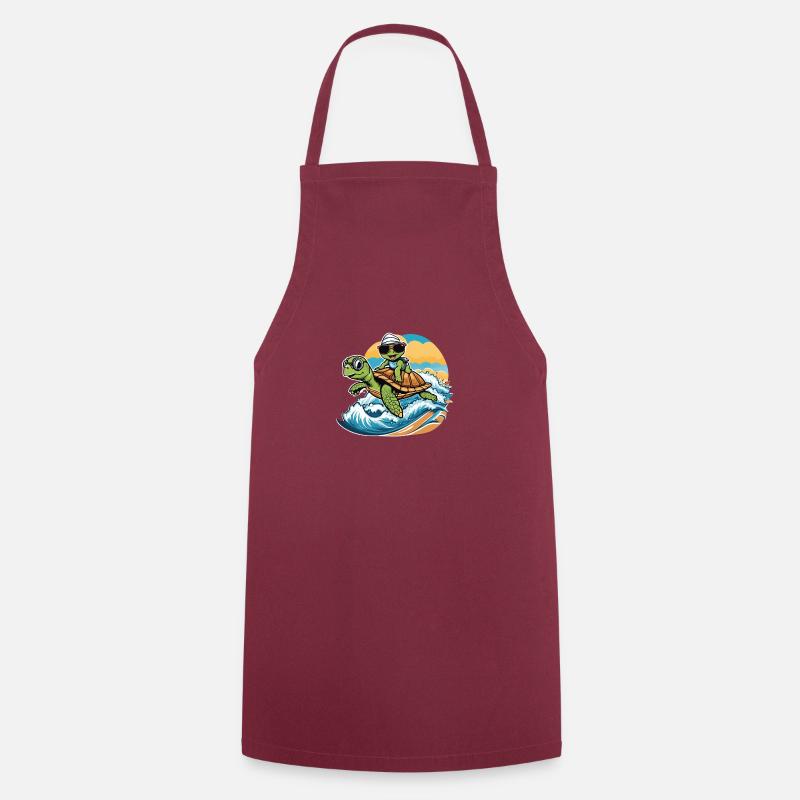 Surfer Turtle - Cooking Apron - bordeaux