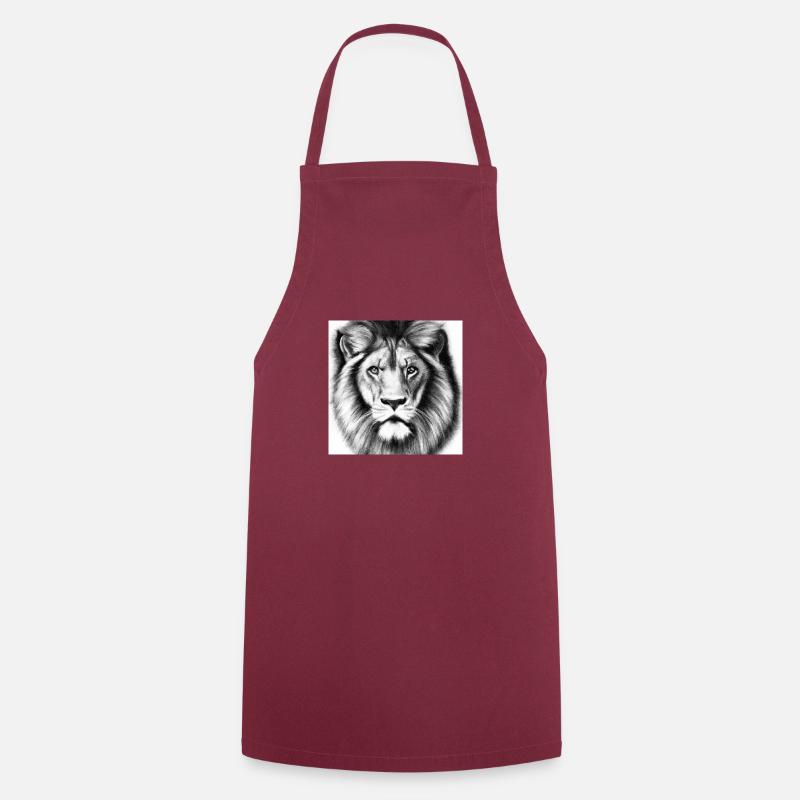 Drawn Lion - Cooking Apron - bordeaux