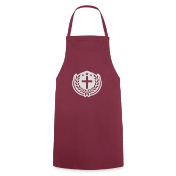 Croix Jésus-Christ Couronne de laurier - Tablier de cuisine - bordeaux - Devant - AI Model Male 185 dark (185cm)