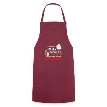 Travailler dans mon jardin avec mes poules - Tablier de cuisine - bordeaux - Devant - AI Model Male 185 dark (185cm)