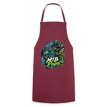 MTB Papa Abenteuerprint Geschenkidee - Kochschürze - Bordeaux - Vorne - AI Model Male 185 dark (185cm)
