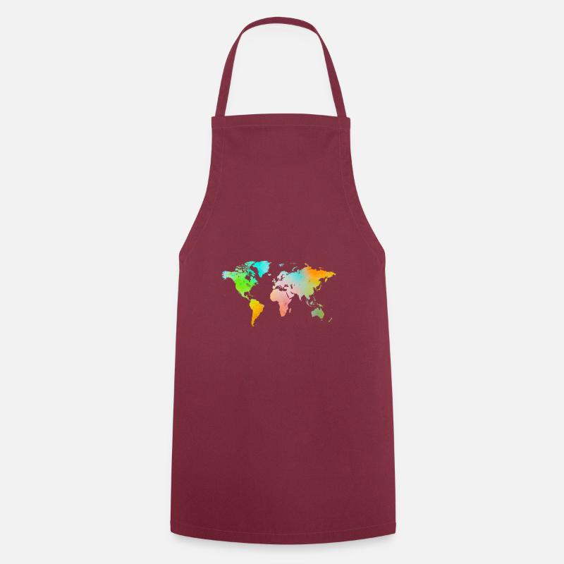 Spray Paint World Map - Cooking Apron - bordeaux
