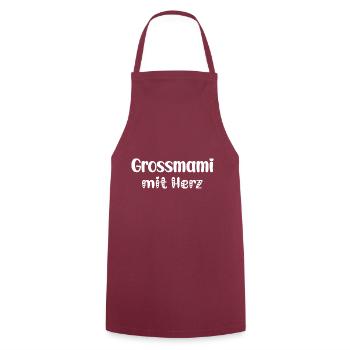 Grossmami mit Herz Oma Schweiz Grosi Schweizer Oma - Kochschürze - Bordeaux - Vorne - AI Model Male 185 dark (185cm)
