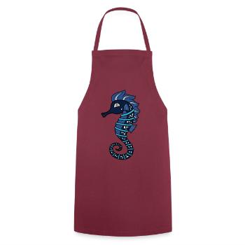 Seepferdchen Logo - Kochschürze - Bordeaux - Vorne - AI Model Male 185 dark (185cm)