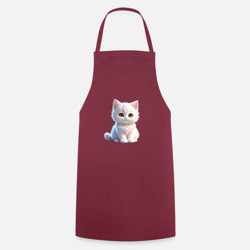 Cute white kitty - Cooking Apron - bordeaux