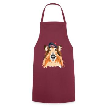 Schottischer Collie - Kochschürze - Bordeaux - Vorne - AI Model Male 185 dark (185cm)