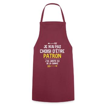 Patron - Cadeau - Drôle - Métier - Chance - Boss - Tablier de cuisine - bordeaux - Devant - AI Model Male 185 dark (185cm)