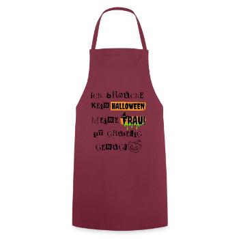Lustig Halloween Spruch - Meine Frau ist gruselig - Kochschürze - Bordeaux - Vorne - AI Model Male 185 dark (185cm)