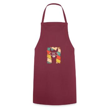 Retro Lama Alpaca with Sunglasses Lama Alpaka - Cooking Apron - bordeaux - Front - AI Model Male 185 dark (185cm)