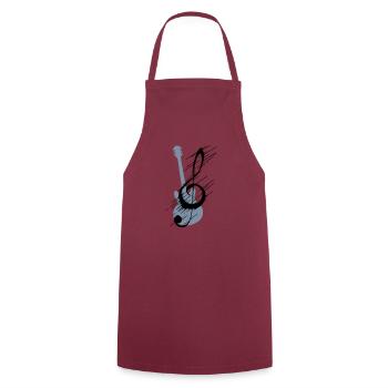 Verzerrter Notenschluessel und Gitarre - Kochschürze - Bordeaux - Vorne - AI Model Male 185 dark (185cm)