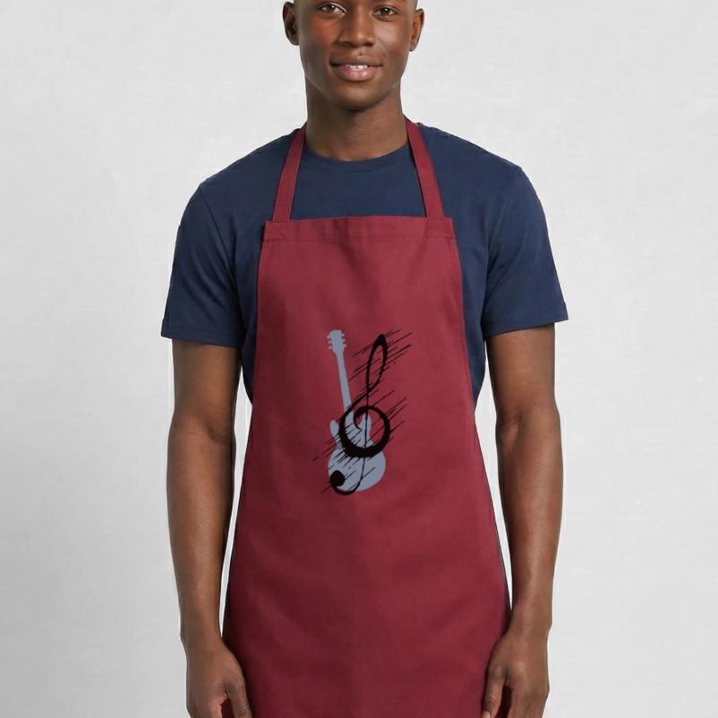 Distorted note key and guitar Cooking Apron