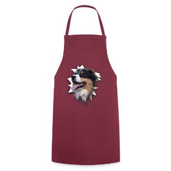 Australian Shepherd - Cooking Apron - bordeaux - Front - AI Model Male 185 dark (185cm)