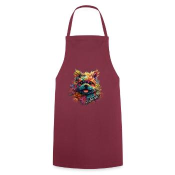 Chien plumes multicolore signé Authentic - Tablier de cuisine - bordeaux - Devant - AI Model Male 185 dark (185cm)