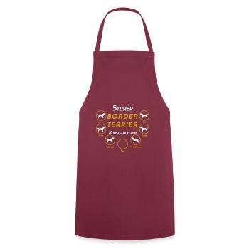 BORDER TERRIER Chemise d'idées cadeaux - Tablier de cuisine - bordeaux - Devant - AI Model Male 185 dark (185cm)